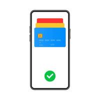 pagar dinero con móvil teléfono. en línea móvil pago. pago desde teléfono inteligente vector