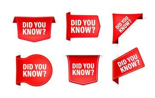 Red ribbon with text did you know. Banner ribbon label did you know vector