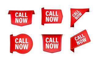 Red ribbon with text Call now. Banner ribbon label Call now vector