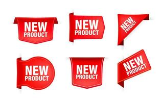 rojo cinta con texto nuevo producto. bandera cinta etiqueta nuevo producto vector