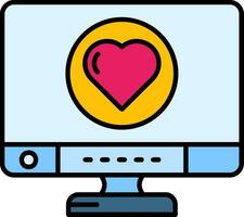 Heart Line Filled Icon vector