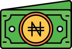 naira línea lleno icono vector