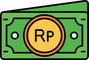 Indonesian rupiah Line Filled Icon vector