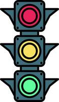 Traffic light Line Filled Icon vector