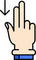 Two Fingers Down Line Filled Icon vector