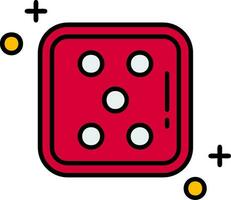 Dice five Line Filled Icon vector