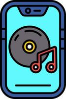 música jugador línea lleno icono vector