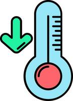 bajo temperatura línea lleno icono vector