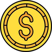 Dollar coin Line Filled Icon vector