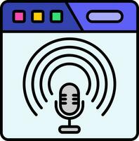 podcast línea lleno icono vector