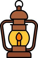 Oil lamp Line Filled Icon vector