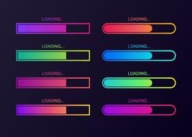 Vector progress loading bar set. Process indicator.