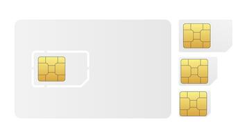 Set of blank SIM card. Illustration on white background. vector