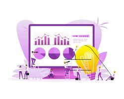 Data analysis concept people. 3d vector icon. Financial audit. Chart concept