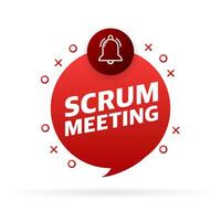 Flat icon with scrum meeting. Project development illustration. Vector icon