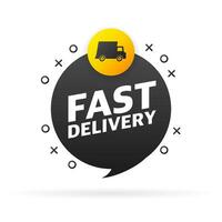 Fast delivery service badge. Fast time delivery order with stopwatch on white background. Vector illustration