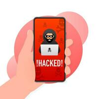 hackeado, genial diseño para ninguna propósitos. Internet tecnología. ciber delito, hacker ataque. suplantación de identidad estafa. vector