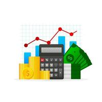 Finanzas dinero calculadora. negocio vector icono. Finanzas isométrica