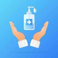 Disinfection sanitizer on transparent background. Vector 3d illustration.