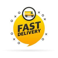 Fast delivery service badge. Fast time delivery order with stopwatch on white background. Vector illustration