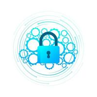 Private key, digital key. Cyber security concept. Futuristic server vector