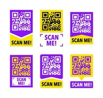 Scan me icon with QR code. Inscription scan me. QR code label. vector