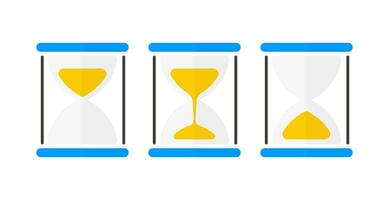 Sand hourglass collection showing the passage of time. Vector illustration.