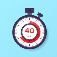 The 40 minutes timer. Stopwatch icon in flat style. vector