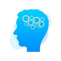 Icon with brain setting. Business vector icon. Vector outline illustration.