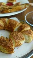 Turkish Bagel Simit on table video