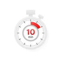 The 10 minutes timer. Stopwatch icon in flat style. vector