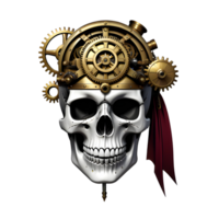 ai gegenereerd schedel met steampunk stijl PNG transparant achtergrond