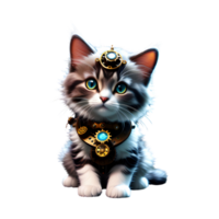 AI generated Cute Cat With Steampunk Style PNG Transparent Background