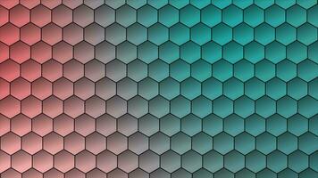 Futuristic red and turquoise surface hexagons tiles. Trendy simple and minimal geometrical loop able hexagon shapes background video