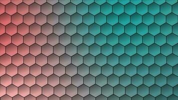 Futuristic red and turquoise surface hexagons tiles. Trendy simple and minimal geometrical loop able hexagon shapes background video