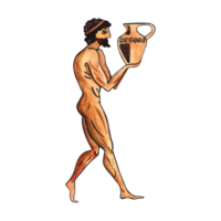 Ancient Greek athlete. Ancient Greek art. Painting on an amphora. Watercolor hand drawn illustration. Isolate. For the design of banners, prints and textiles. For packaging, labels, postcards png