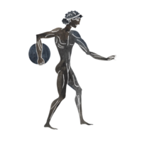 Black silhouette of an ancient Greek Games athlete. Greek painting. Hand drawn watercolor illustration. Isolate. For banners, prints and textiles. For packaging, labels and postcards png
