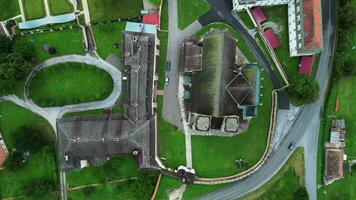 Aerial top down view of Spisska kapitula with St. Martin's cathedral in Slovakia video