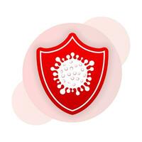 Virus protection. Virus germs. Security shield. Immune system. People vaccination. Vector illustration.