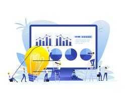 Data analysis concept people. 3d vector icon. Financial audit. Chart concept