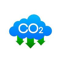 Co 2 emissions in flat style on green background. Simple vector illustration. Vector flat illustration