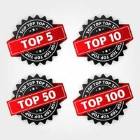 Top 5, 10, 50, 100. Best ten list on white background. vector