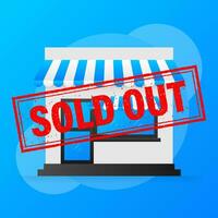 Sold out flat style sign vector illustration. Illustration on blue background