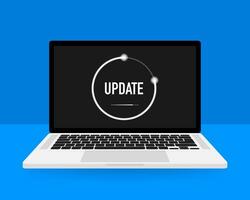 Data update or synchronize with bar process. Update on laptop and smartphone. vector