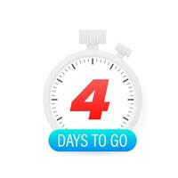 Four days to go timer icon on white background. vector