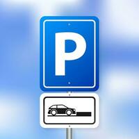 Isolated Parking Sign - Blue roadsign with letter P isolated on white background vector