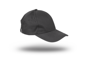 Black baseball cap. Sports hat with visor isolated on a transparent png