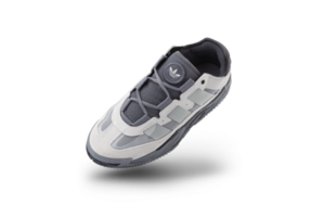 Sneakers Adidas Niteball. Futuristic design sneakers in flight isolated on a transparent background png