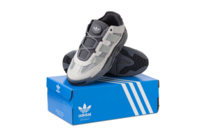 baskets adidas boule de neige avec bleu boîte isolé sur une transparent Contexte png