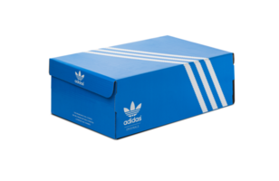 Adidas Niteball original blue box shoes, sneakers and trainers. Isolated on a transparent background png